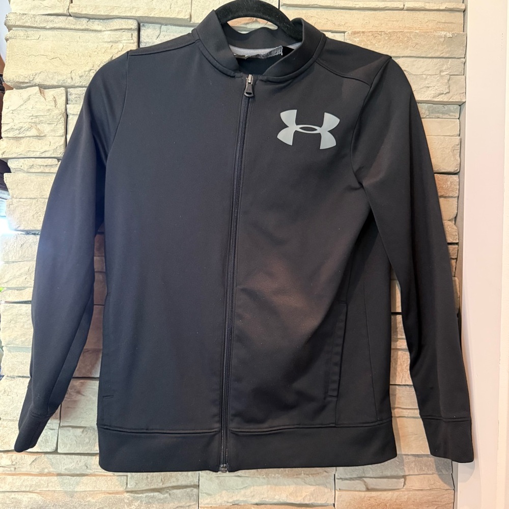 Under Armour Youth Large Loose Fit Jacket Lightweight Full Zip Black UA Athletic